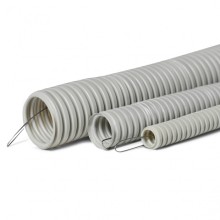 Труба гофрированная тяжелая самозатухающая ТГТ СЗПВХ 32 мм с зондом (50 м) ПожТехКабель